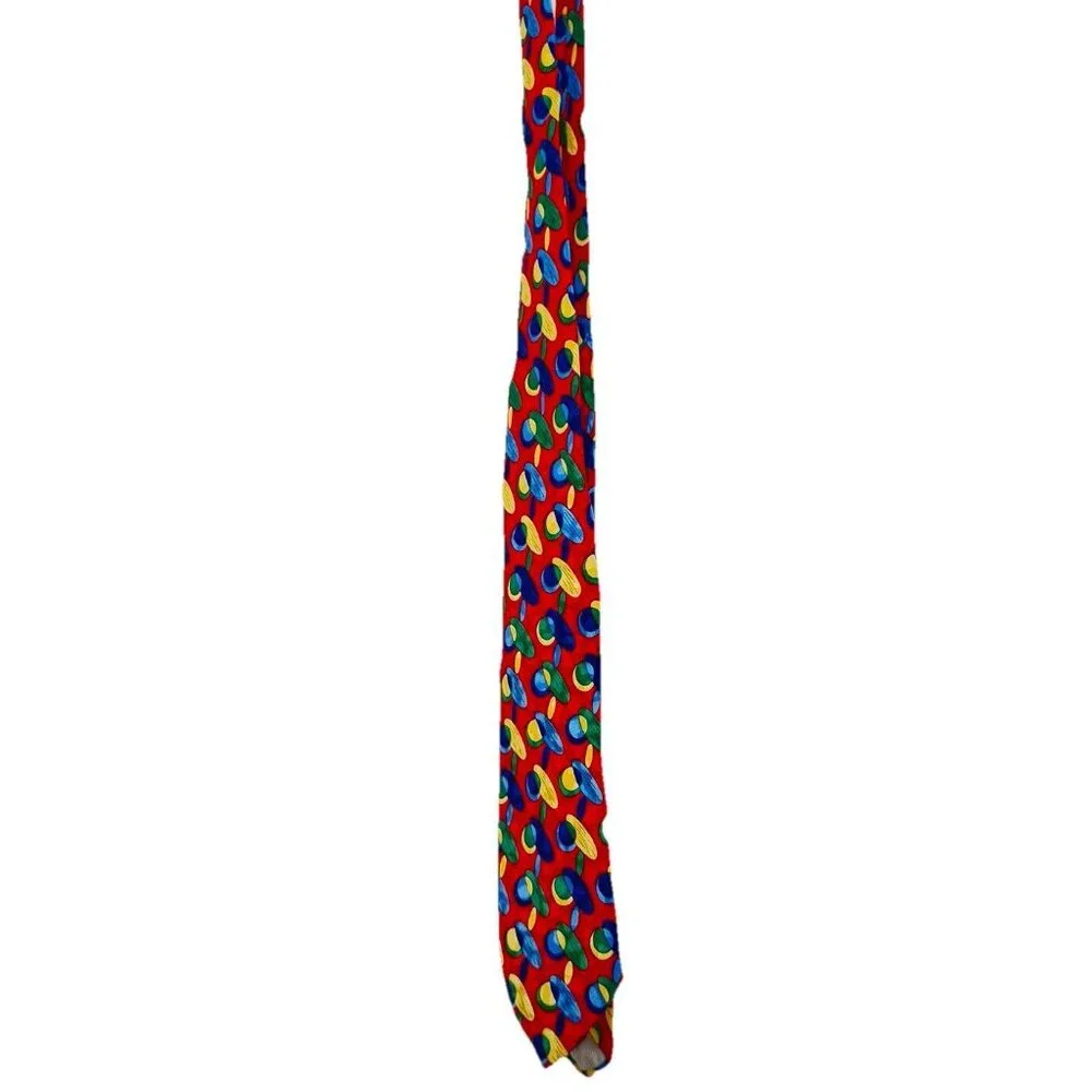 DOLCE GABANNA Basic‎ Tie Multicolor Red Oval Circles